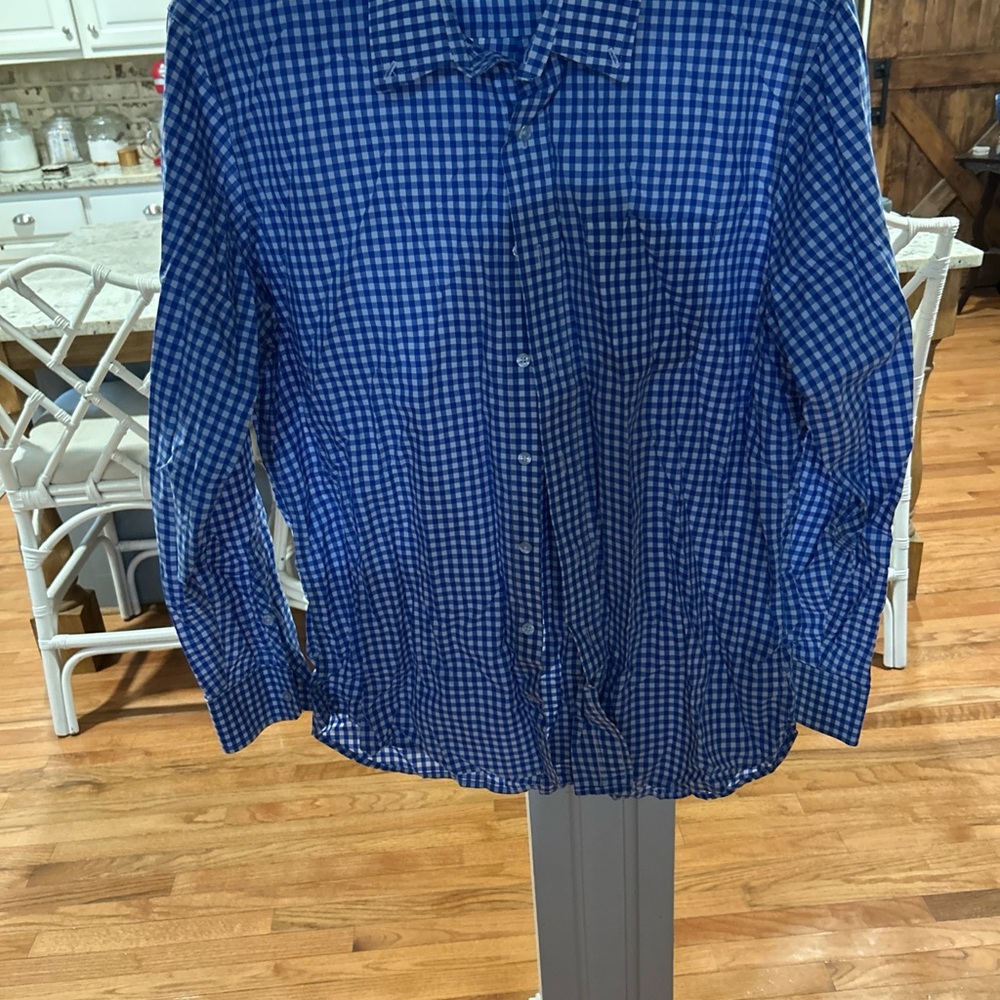 Navy Checkered Men's Casual Shirt